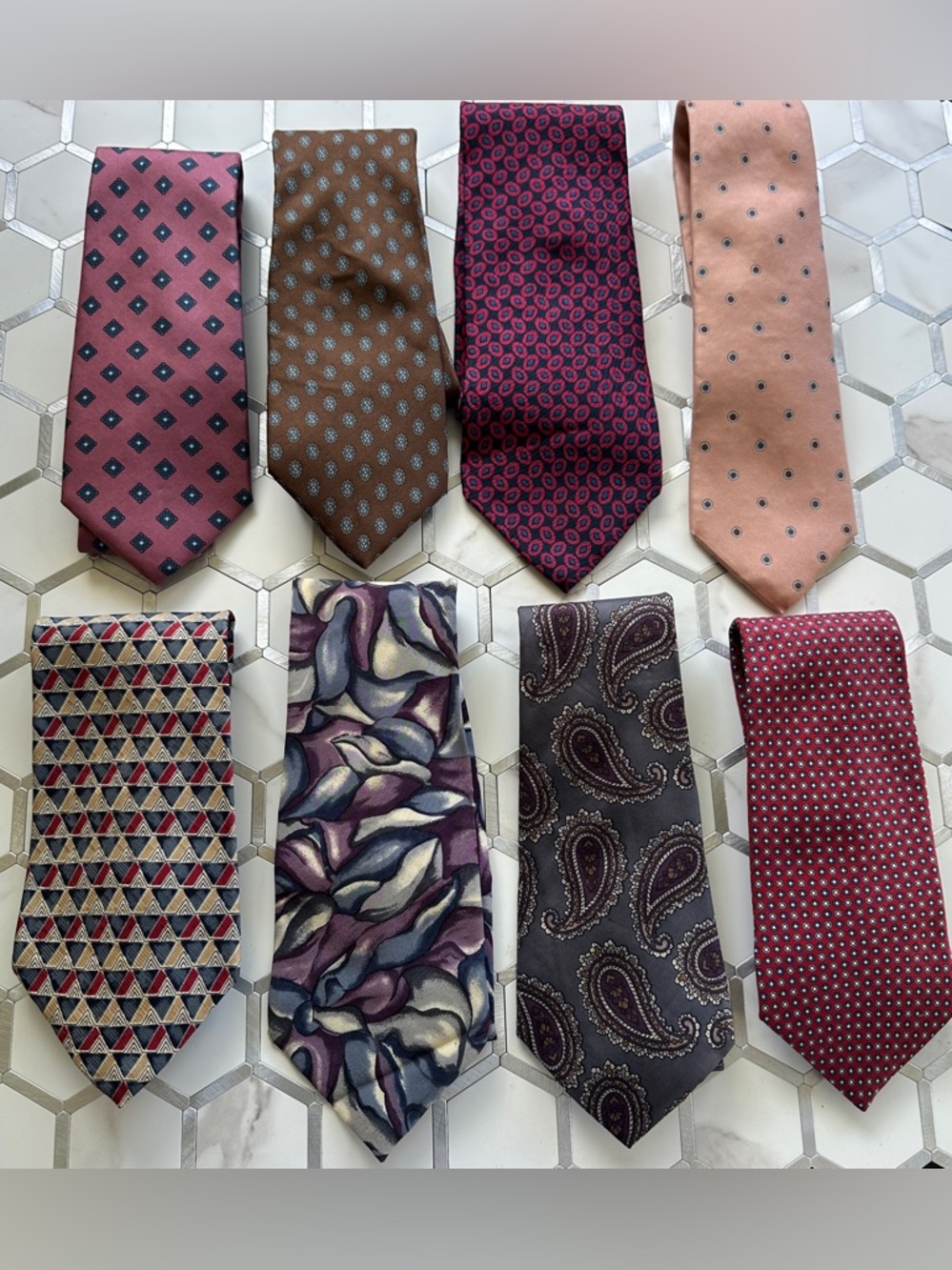 Lot of 8 Christian Dior Men's Silk Neckties Monsieur, Cravate Classic Vintage